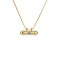 Golden Evil Eye cylinder pendant necklace with blue zircon and elegant box chain - Horizontal Cylindrical Tube Evil Eye Style (CN001547DL)