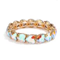 Elegant gold heart bracelet featuring AB iridescent crystal stones on white background - Iridescent AB Color (Gold Base)