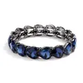 Deep blue heart-shaped gemstone bracelet with dark gunmetal grey finish on white backdrop - Deep Blue (Gun Black Base)