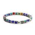 Colorful Evil Eye beaded bracelet with sparkling crystal spacers on a clean white background - Multi-color