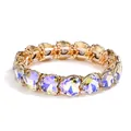 Elastic golden heart bracelet featuring aurora crystal glass and shimmering multifaceted stones - Aurora AB Color (Gold Base)
