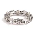 Elastisches Legierungsarmband mit klaren Kristallen und floralen geometrischen Strasssteinen - Silberfarben Transparenter Weißer Stein Stil (CB0053QQ)