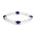 Blue Evil Eye beaded bracelet featuring faceted crystal beads and silver spacers - White Crystal