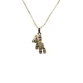 Collier doré avec pendentif ours orné de cristaux blancs et détails noirs - Ours grimpant noir et blanc