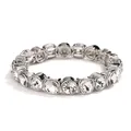 Elegant silver alloy heart bracelet with square cut crystals and sparkling finish - Clear White (Silver Base)
