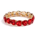 Elastic heart bracelet with red multifaceted crystals and gold-plated metal base - Red (Gold Base)