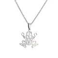 Minimalistische silberne Edelstahlhalskette mit geometrischem hohlgeformtem Froschanhänger - Silber-Frosch / 45+5cm