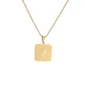 Gold square Elizabeth II coin pendant necklace with a vintage matte titanium finish - Queen Portrait Style (CS00218)