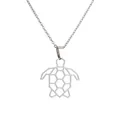 Minimalistische Halskette mit geometrischem hohlgeprägtem Schildkrötenanhänger aus Edelstahl - Silber-Schildkröte / 45+5cm