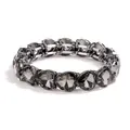 Elegant beaded heart bracelet with smoky grey crystals and dark metal finish - Smokey Grey (Gun Black Base)