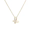 Golden butterfly necklace with iridescent white mother-of-pearl shell inlay for women - Butterfly Shell Style (CS00217)