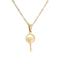 Golden stainless steel heart-shaped key necklace with Love engraving on O-chain - Gold Heart Key (CS00234)