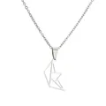 Minimalist stainless steel origami boat pendant necklace in polished silver finish - Paper Boat / Silver
