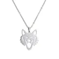 Herrenhalskette aus Edelstahl mit hohlem Wolfskopf-Anhänger im Punk-Silberstil - Wolfskopf / Silber