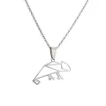 Minimalistische silberne Chamäleon-Halskette im Origami-Stil aus Edelstahl für Herren - Chamäleon / Silber