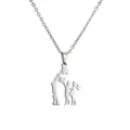 Polished stainless steel family necklace featuring a mother, son, and daughter silhouette pendant - Silver/Family of Three (Mother Son Daughter)