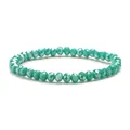 Sparkling green faceted crystal glass beaded bracelet with 6mm beads on white background - Cyan