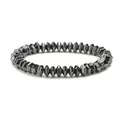 Bracelet pour homme en hématite magnétique 8mm avec perles géométriques à facettes - Style Hématite Rhombe Facetté (Non Magnétique)