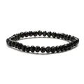 Minimalist 6mm faceted black crystal glass beads bracelet with sparkling light reflection - Black