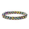 Bracelet de perles d'hématite magnétique 8mm aux reflets métalliques arc-en-ciel - Perles Rondes Arc-en-ciel 8MM