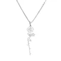 Collana personalizzata in acciaio inossidabile argento con fiore e nome Sophia - Stile Fiore di Nascita 2 (CS00283) / Color Acciaio