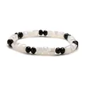Sparkling 6mm crystal beaded bracelet with alternating black round and white square beads - Black and White Patchwork Style / Black