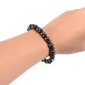 Bracelet pour hommes en hématite magnétique 8mm avec perles noires rondes et plates - Style Perles Rondes en Hématite avec Entretoises (Magnétique)
