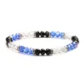 6mm colorful crystal beaded elastic bracelet with silver rings and blue black beads - 6MM Mixed Color With Spacers / Blue White Black