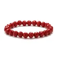 Faceted 8mm red crystal beads bracelet with shimmering 96-cut glass earth round beads - Burgundy