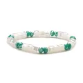 6mm colorful crystal beaded bracelet with white cube and turquoise faceted glass beads - Green and White Spliced Style / Green