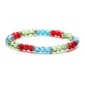 Sparkling 6mm faceted crystal glass beaded bracelet with colorful stones and rhinestone spacers - 6MM Mixed Color With Spacers / Blue Red Green