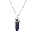 Halskette mit Lapislazuli-Sechskantsäule und silberner Edelstahlkette für Damen - Lapislazuli (NSN00159)