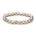 Faceted AB crystal bead bracelet with shimmering aurora coating on white background - Light Gray