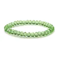 Sparkling light green 6mm crystal faceted glass bead bracelet with elastic cord - Green