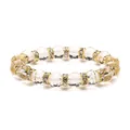 Kristallglas-Perlenarmband in Gold und Klar mit funkelnden Zwischenelementen - 10mm Weiß