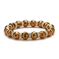 Sparkling 10mm faceted gold crystal bead bracelet with micro-pave rhinestone spacers - 10mm Gold