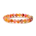Chakra Naturstein Perlenarmband mit bunten Achat- und Quarzsteinen für Damen - Orange Blumen