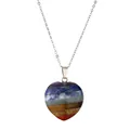 Halskette mit herzförmigem Kristallanhänger in Regenbogenfarben und silberner Kette - Herzform-Stil (NSN0058) / Edelstahlkette