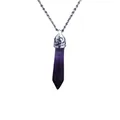 Minimalistischer violetter Amethyst-Kristallanhänger an einer feinen silbernen Kette - Amethyst (NSN00171)
