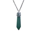 Grüner Kristall Sechsecksäulen-Anhänger an einer feinen silbernen Edelstahlkette - Aventurine (NSN00172)