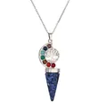 Lebensbaum Chakra Halskette mit silberner Filigranarbeit und blauem Kristall-Anhänger - Lapislazuli + O-Kette