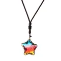 Star-shaped colorful crystal pendant necklace with gradient effect and woven cord - Blue Red Yellow Gradient Star