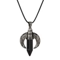 Collana luna retrò con pendente in cristallo esagonale su cordoncino nero semplice - Occhio di tigre