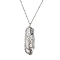 Collier Arbre de Vie avec pendentif en cristal blanc enroulé de fil d'argent artisanal - Pointe de Cristal Blanc + Chaîne en Acier Inoxydable