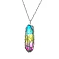 Collier pendentif Arbre de Vie en cristal dégradé coloré avec enroulement de fil d'argent - Pointe de Cristal Arc-en-ciel + Chaîne en Acier Inoxydable