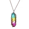 Pendentif arbre de vie en cristal arc-en-ciel avec enroulement de fil de bronze - Pierre Arc-en-ciel + Chaîne O en Acier Inoxydable Or Rose