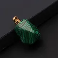 Malachit Ätherisches Öl Anhänger mit geometrischem Facettenschliff und goldenem Clip - Malachit-Anhänger Ohne Kette (NSN00128)