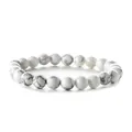 Polished white howlite beaded bracelet with natural grey marble veins and elastic cord - White Turquoise