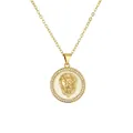 Herren Goldene Löwenkopf-Halskette mit Emaille-Inlay und funkelndem Kristall-Rand - Gold Weißer Boden