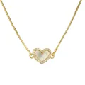 Elegante collana con ciondolo a cuore in oro con madreperla bianca e zirconi - Cuore in Madreperla Bianca